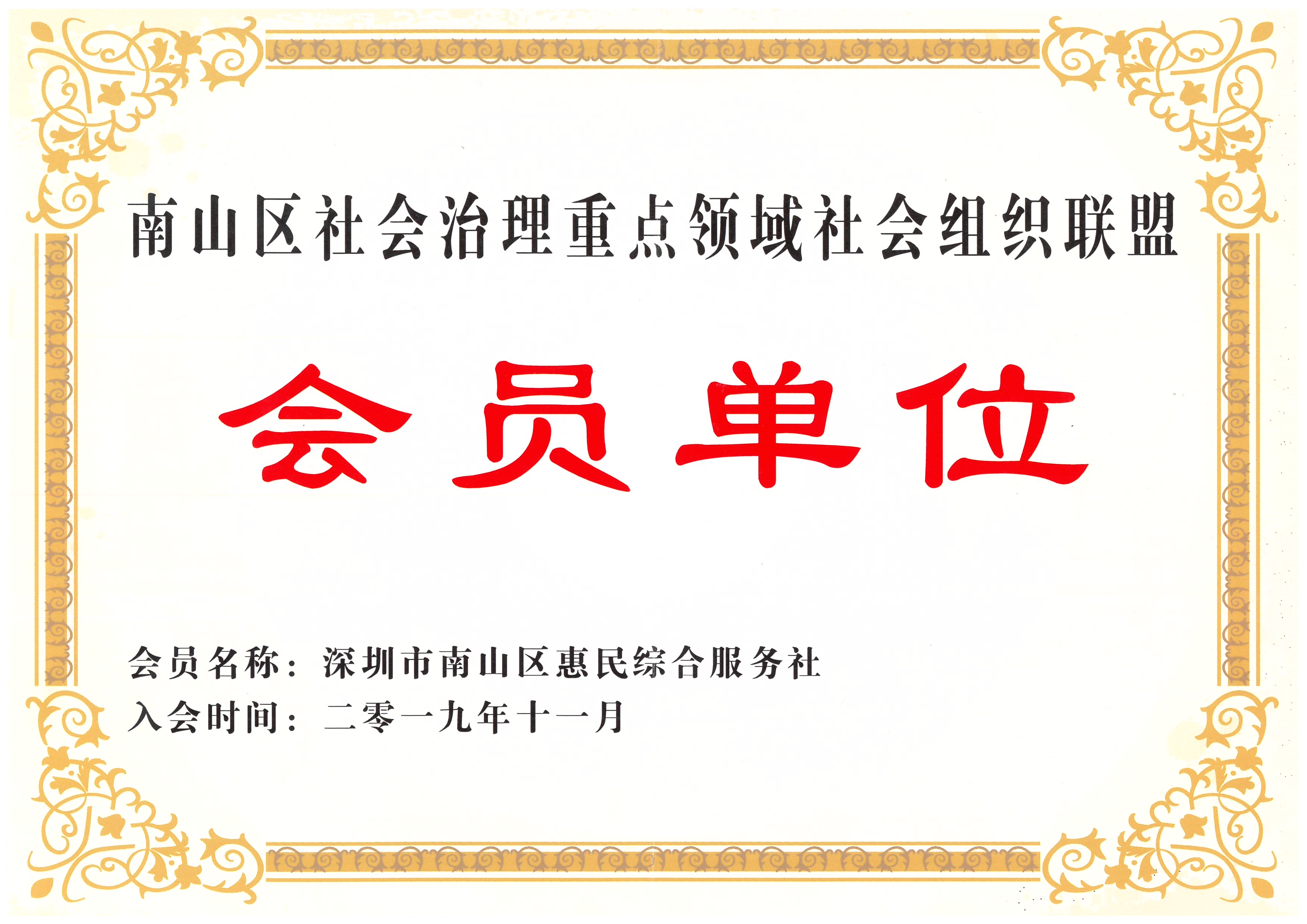 深圳市南山区社会治理重点领域社会组织联盟会员单位